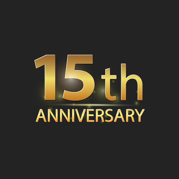 Gold 15th year anniversary celebration elegant logo