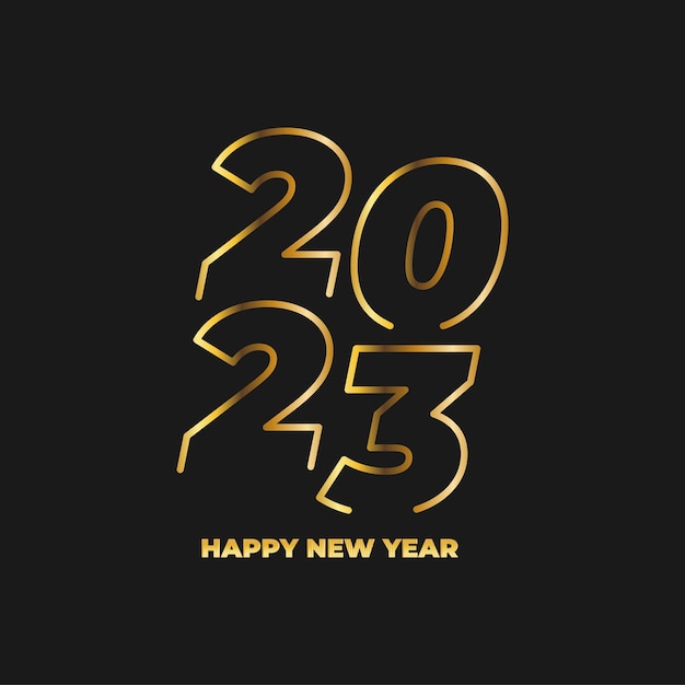 gold 2023 text vector illustration on dark background