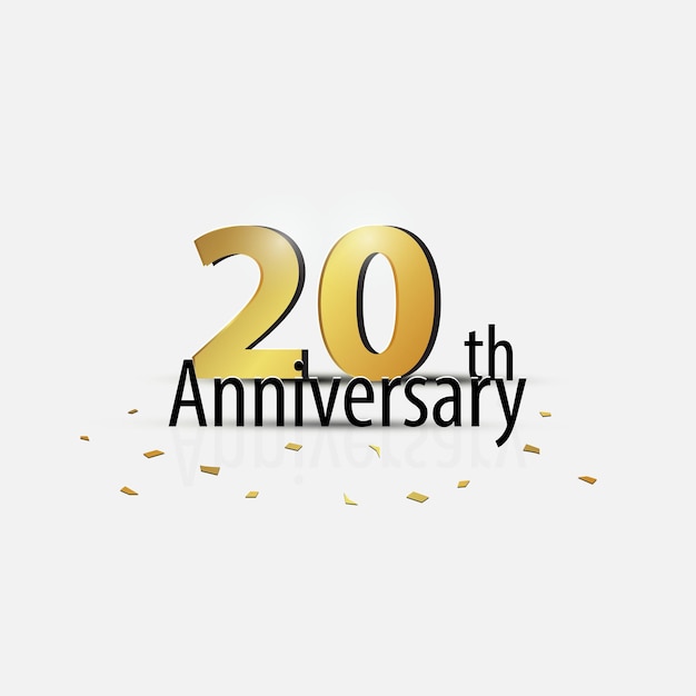 Oro 20° anniversario celebrazione elegante logo bianco sullo sfondo