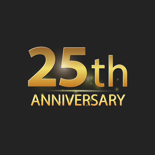 Gold 25th year anniversary celebration elegant logo