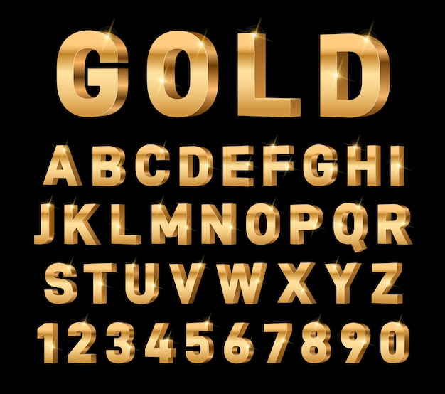 Gold 3d alphabet