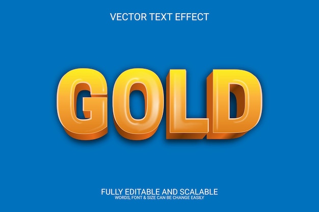 Gold 3d fully editable vector eps text effect template