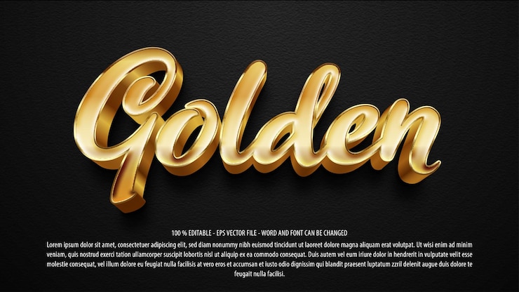 Vector gold 3d style editable text effect