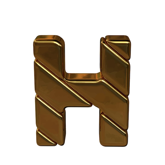 Vector gold 3d symbol made of bullion letter h