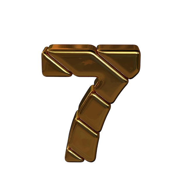 Gold 3d symbol made of bullion number 7