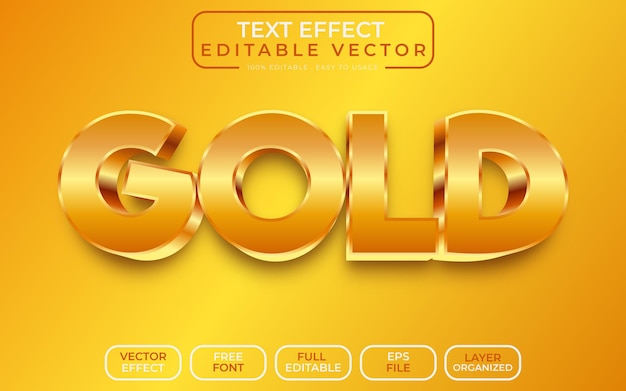 Gold 3D Text Effect Editable Vector File