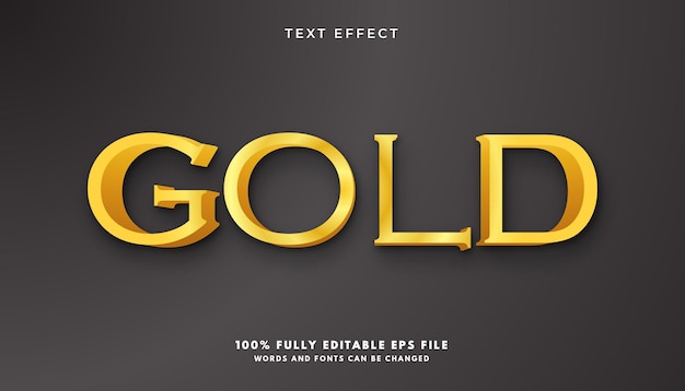 Редактируемый текстовый эффект Gold 3D