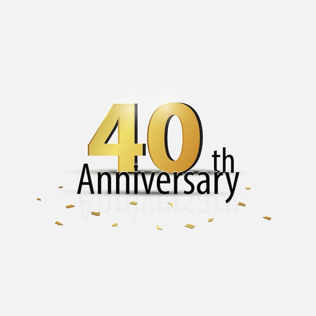 Vector gold 40th year anniversary celebration elegant logo white background