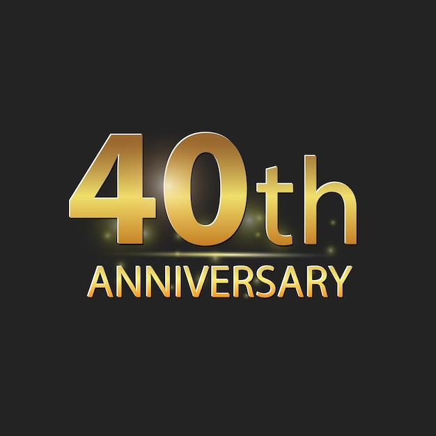 Gold 40th year anniversary celebration elegant logo