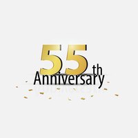 Gold 55th year anniversary celebration elegant logo white background