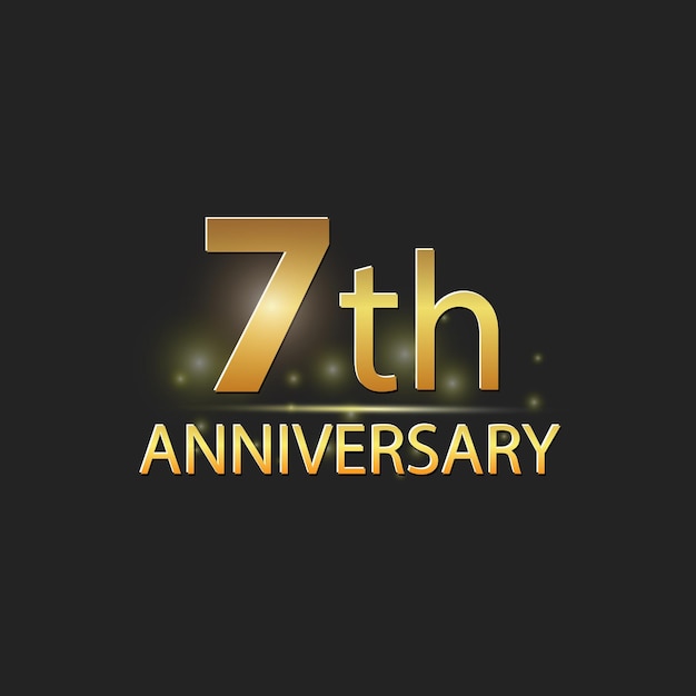 Gold 7th year anniversary celebration elegant logo