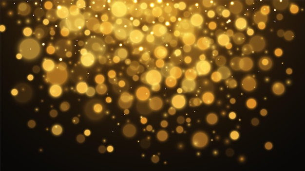 Vettore fondo astratto del bokeh dell'oro. sfondo di polvere di stelle d'oro. illustrazione vettoriale