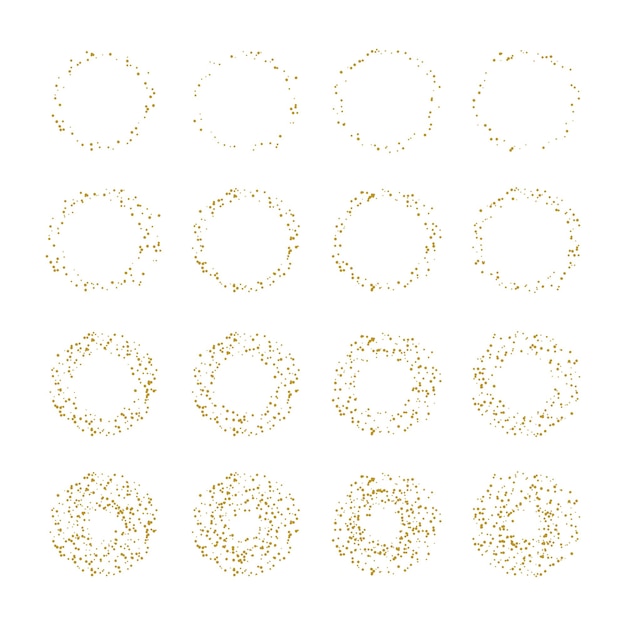 Illustrazione vettoriale di decorazione artistica con cornice circolare in oro con punti astratti