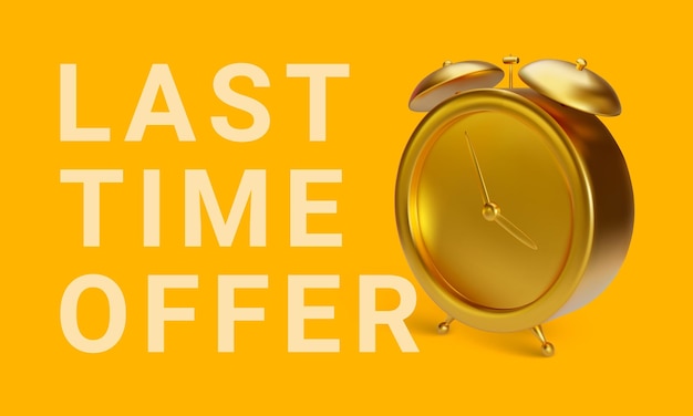 Gold alarm clock concept sale banner vector illustration