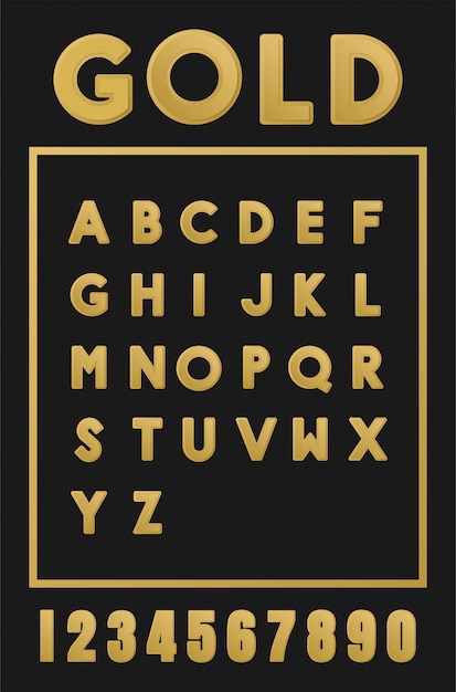 Gold alphabet vector