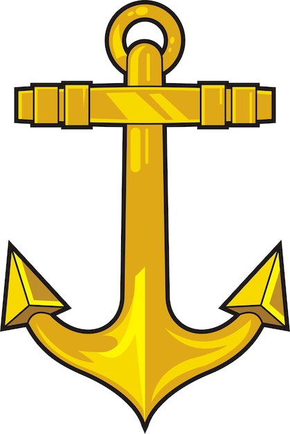 Gold anchor Vector illustration