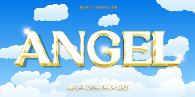 Vettore gold angel editable vector 3d text effect