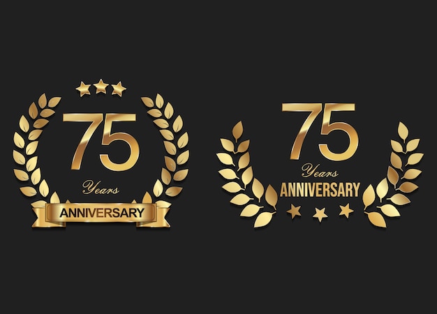 gold anniversary celebration logo with golden laurel wreath vector illustration