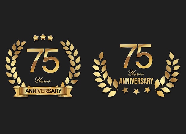 Gold anniversary celebration logo with golden laurel wreath vector illustration