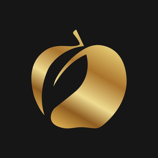 A gold apple with a leaf