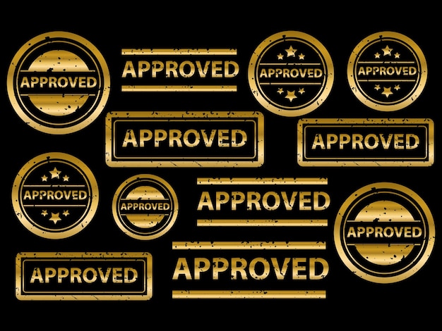 Gold approved Stamp vector Rubber stamp