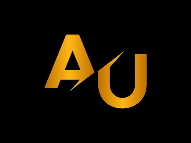 Gold au logo with a black background