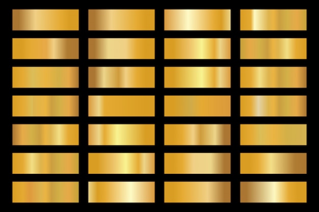 Gold background texture  icon pattern. Shiny golden metal foil gradient set