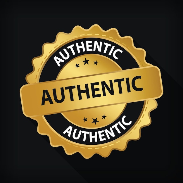 Gold Badge Authentic Guarantee Label Logo