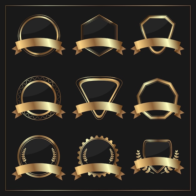 Vector gold badge set