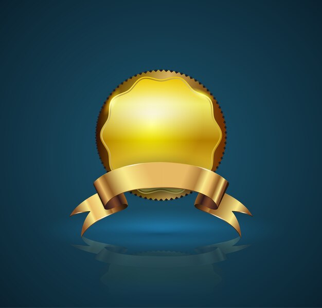 Gold badge. vector illustration.