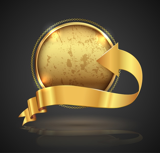 Gold badge. vector illustration.