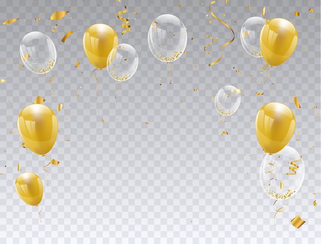 Gold balloons isolated