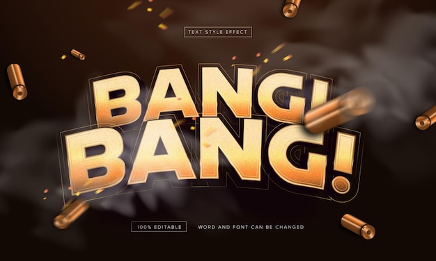 Gold bang bang with bullet text effect free download