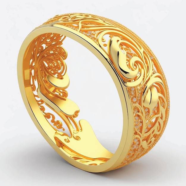 Gold bangle illustration white background