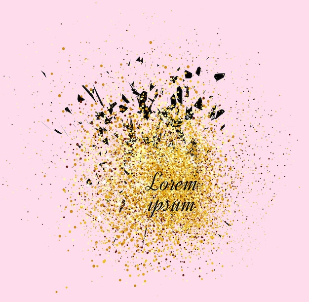 Vector gold banner gold sparkles on pink background banners logo card