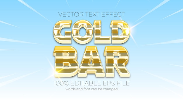 Vector gold bar editable text effect style eps editable text effect
