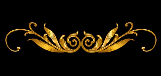 Vector gold baroque frame scroll hand draw