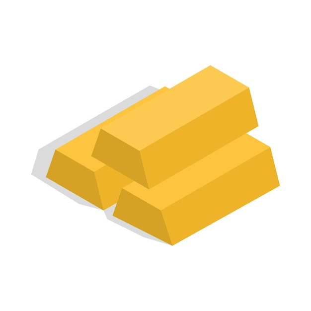 Gold bars icon in isometric 3d style isolated on white background Money and gold symbol