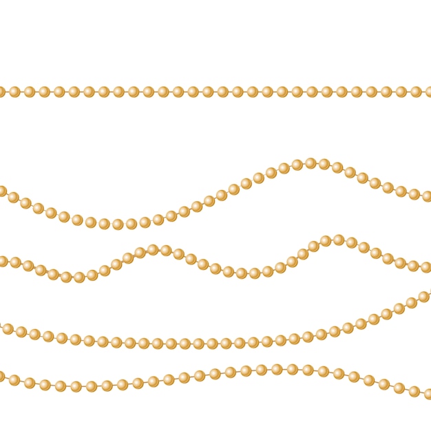 Gold beads on a white background