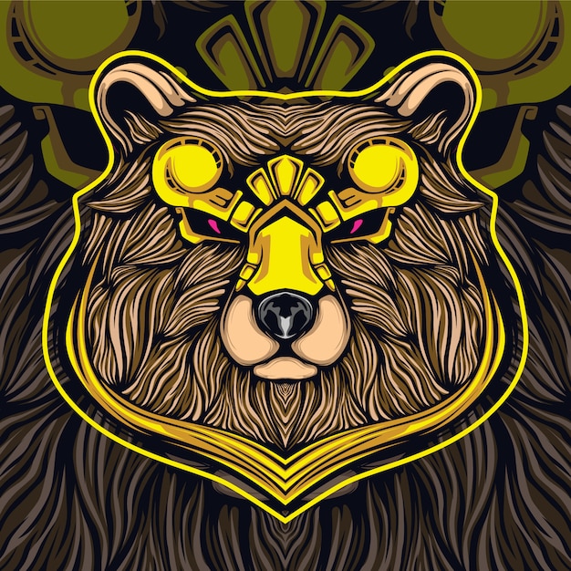 Logo esport oro testa di orso