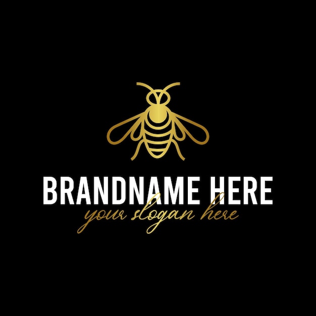 Gold Bee Logo Designs Pure honey Logo