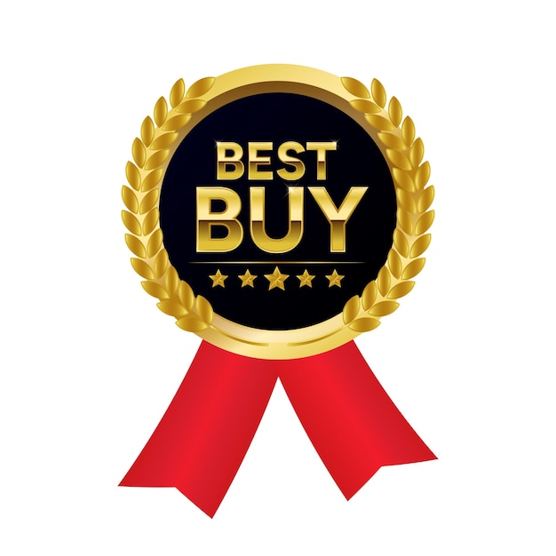 Золотая медаль Best Buy с векторной иллюстрацией Red Ribbon