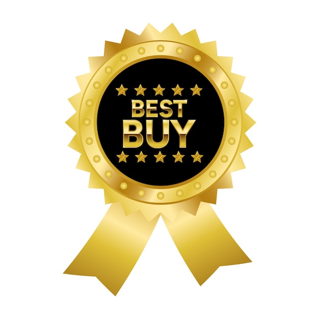 Золотая медаль Best Buy с векторной иллюстрацией лент