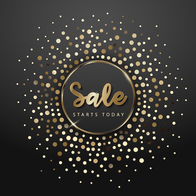 Gold big sale background in frame.