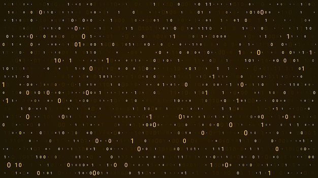 Gold binary background for hackathon and other digital events. golden fallen zero numbers with mat