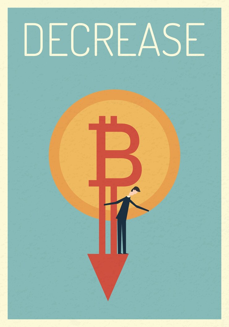 Vector gold bitcoin down