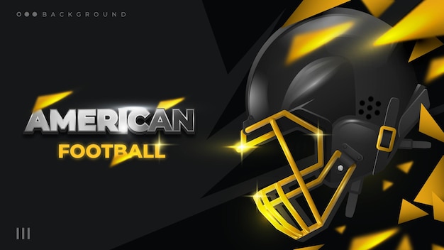 Vettore sfondo di casco di football americano oro e nero