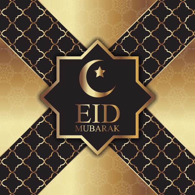 Oro e sfondo nero per eid mubarak