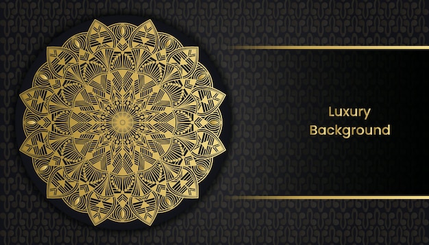 A gold and black background with a gold mandala and a gold frame.