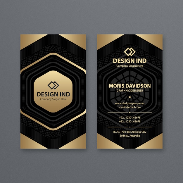 Gold and black business card